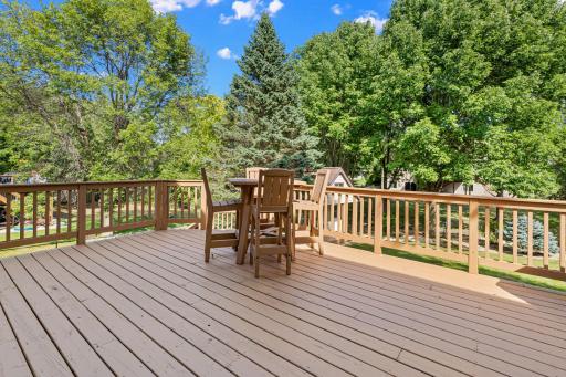 Easy access to the enormous deck extends the living space outdoors for grilling, dining, and entertaining.