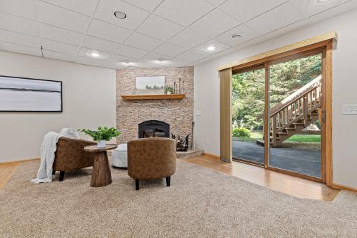 Walk right outside from the lower-level living space to the backyard.