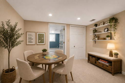 Family room lower level game area Staged