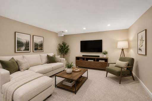 Family room lower level Staged