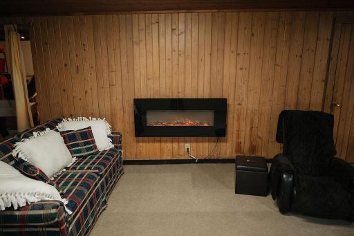 Basement Family Room with Electric Fireplace