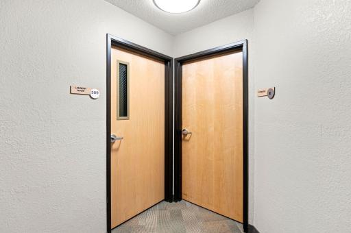 Storage unit and additional laundry facility steps away from the unit.
