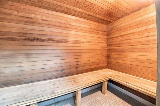Relaxing on-site cedar sauna