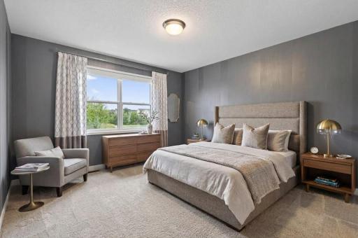 Virtually staged primary bedroom