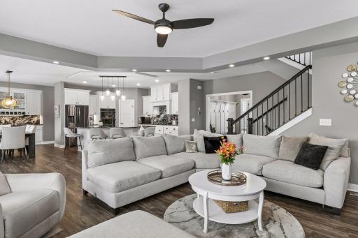 The view from the living room into the kitchen highlights the fantastic open-concept layout, perfect for everyday living and entertaining.