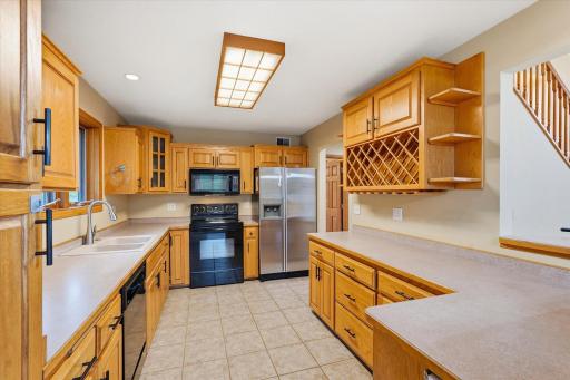 solid oak cabinets and ample counter space