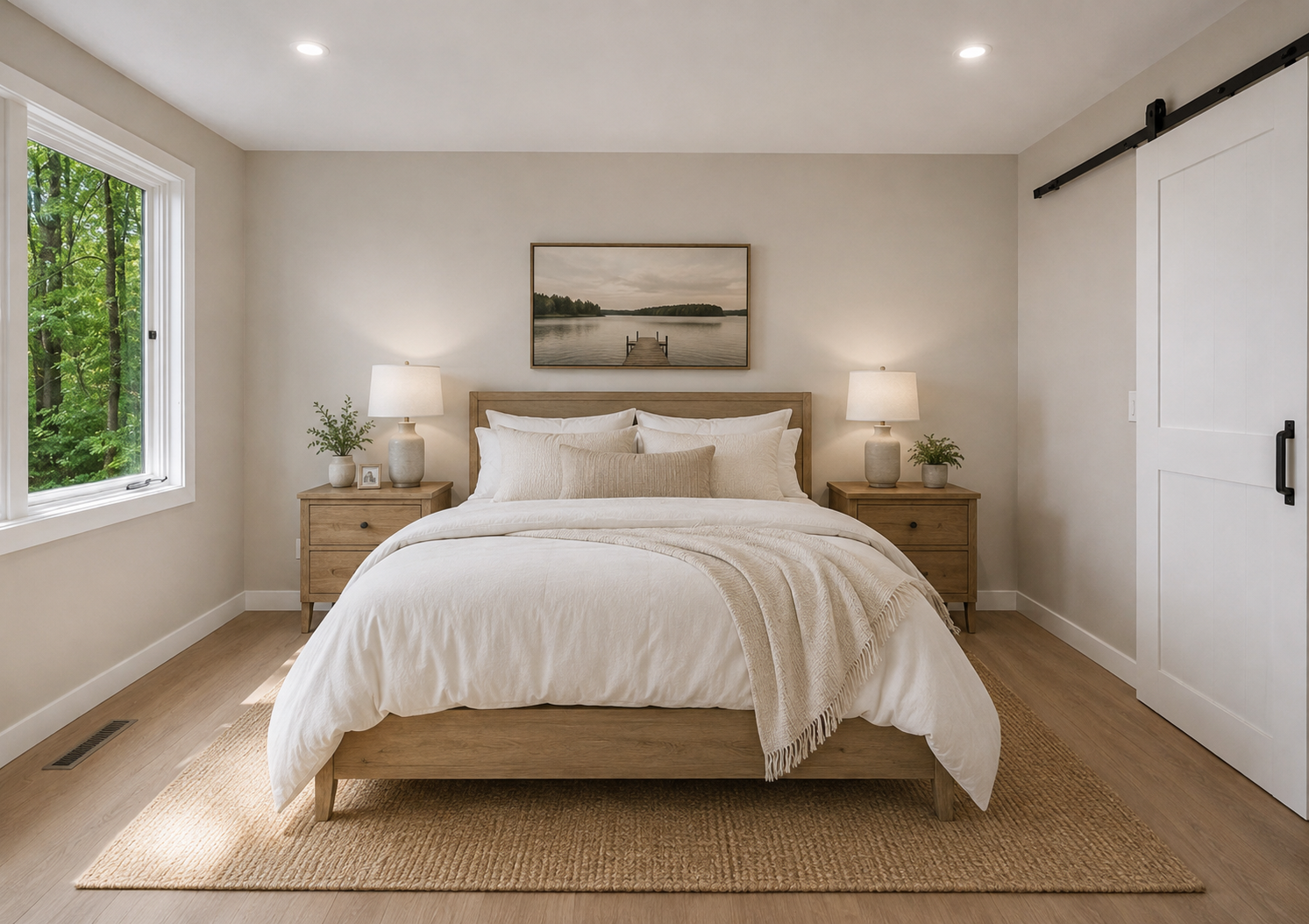 Virtually staged lower level bedroom