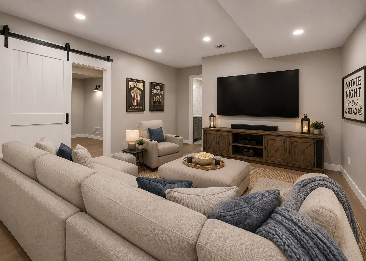 Virtually staged lower level