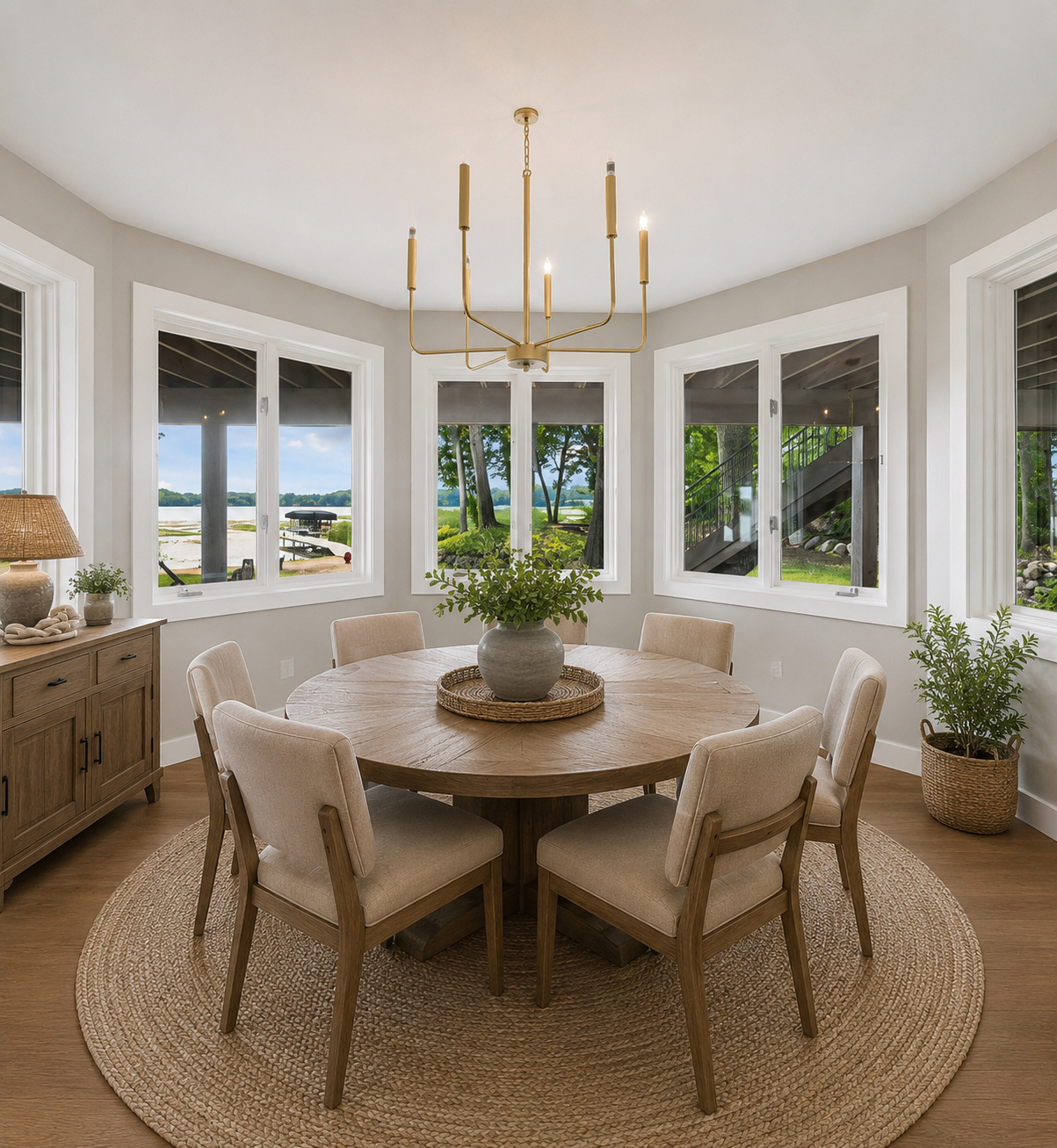 Virtually staged lower level dining room