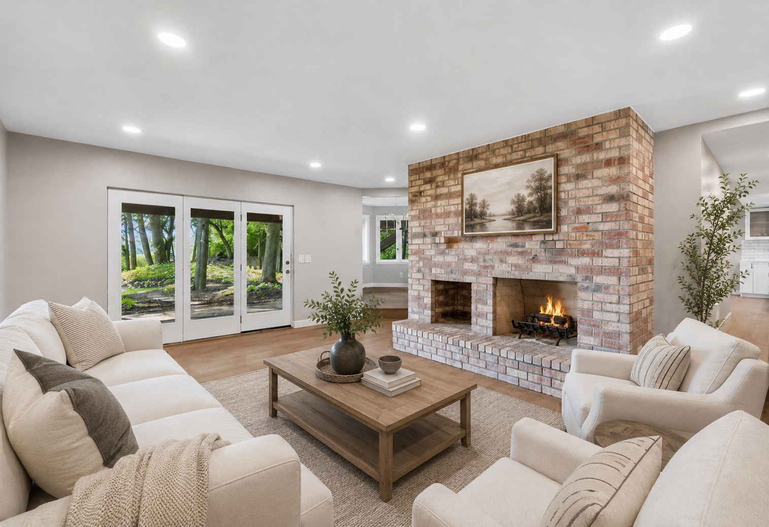 Virtually staged family room