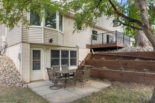 The second patio can be accessed from the lower level walk out basement.