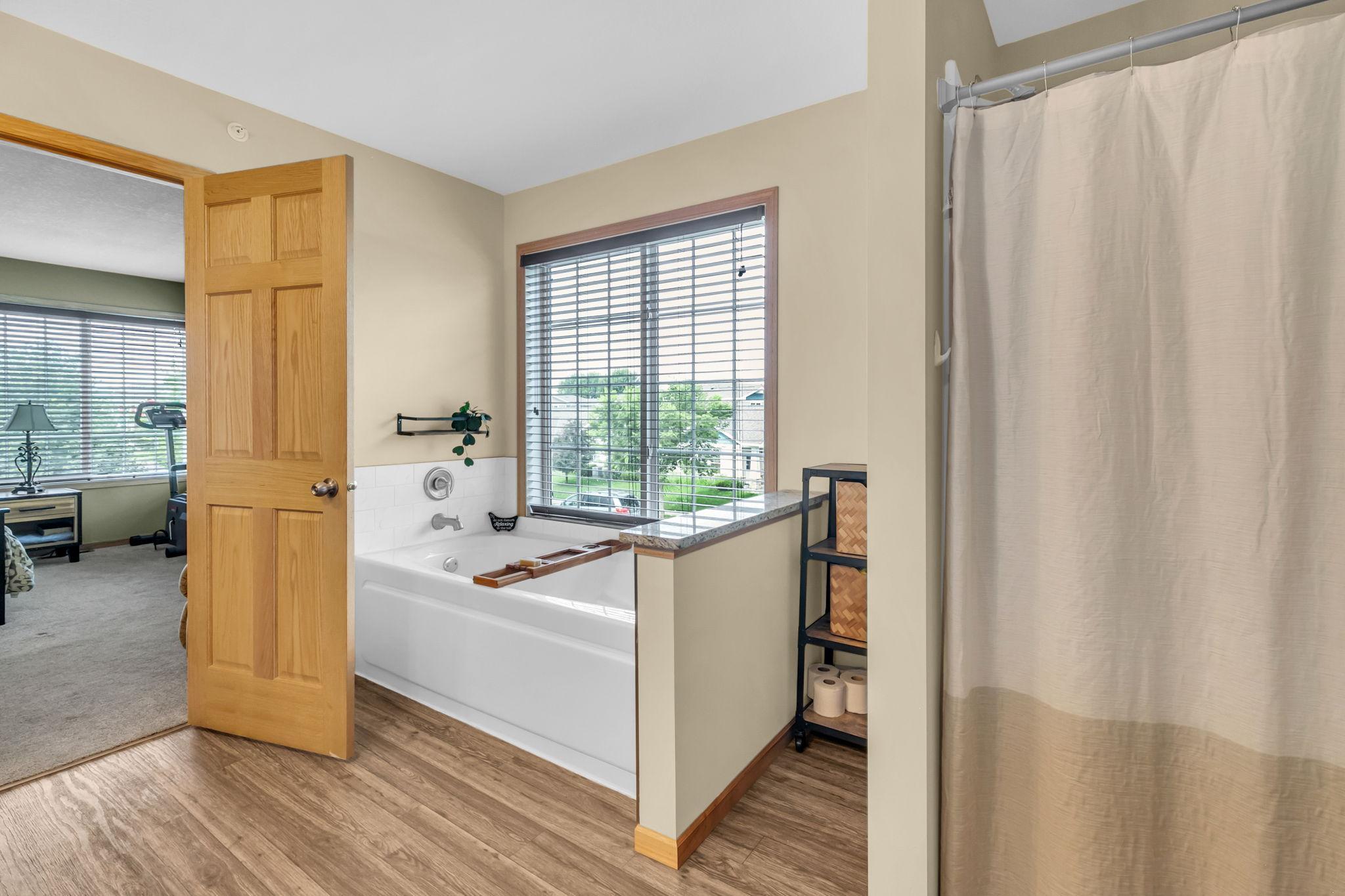 ...includes separate tub & shower