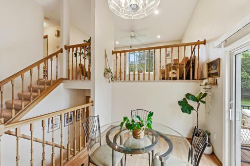 Natural woodwork accents the decor.