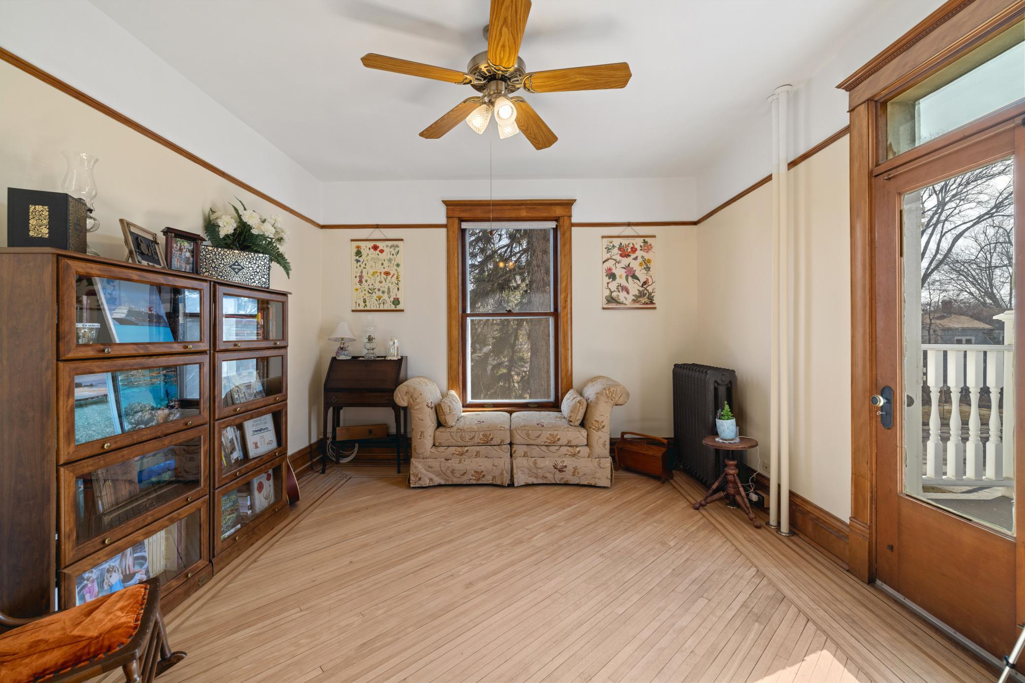Craft room with door to deck