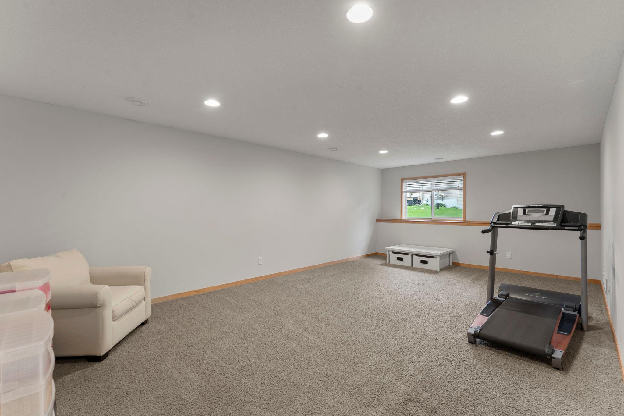 Lower level family room not virtually staged