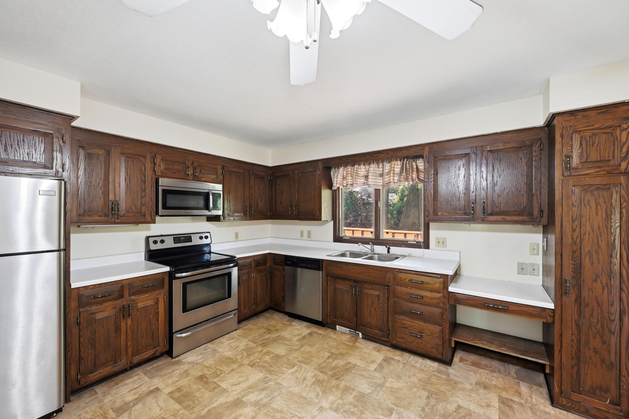 Built-in desk next to pantry!