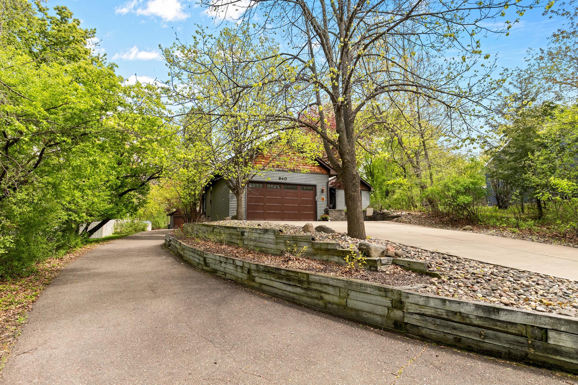 Driveway to detached garage.