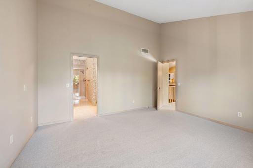 Spacious primary bedroom with walkthrough closet