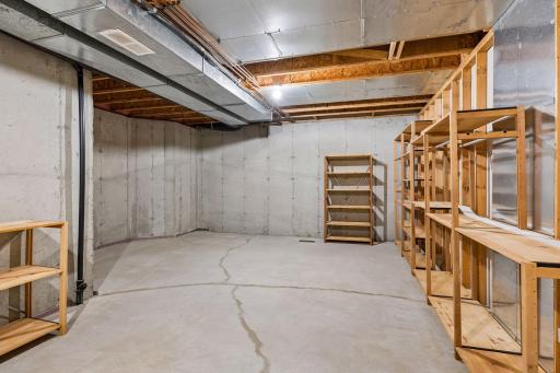Poured Concrete foundation is strong and affords lots more storage