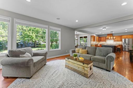 A view of the open layout and beautiful, large windows.