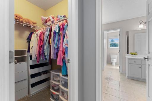 View of the walk-in closet and Jack and Jill bathroom.
