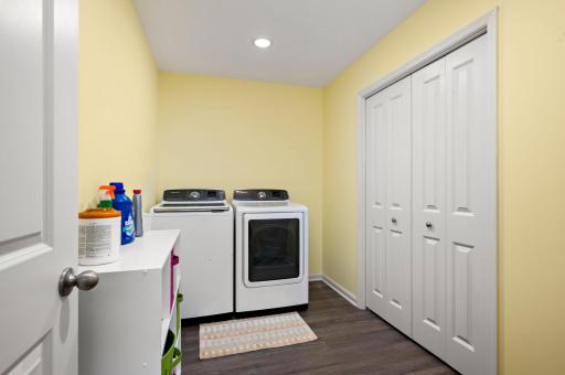 Cheerful laundry room.