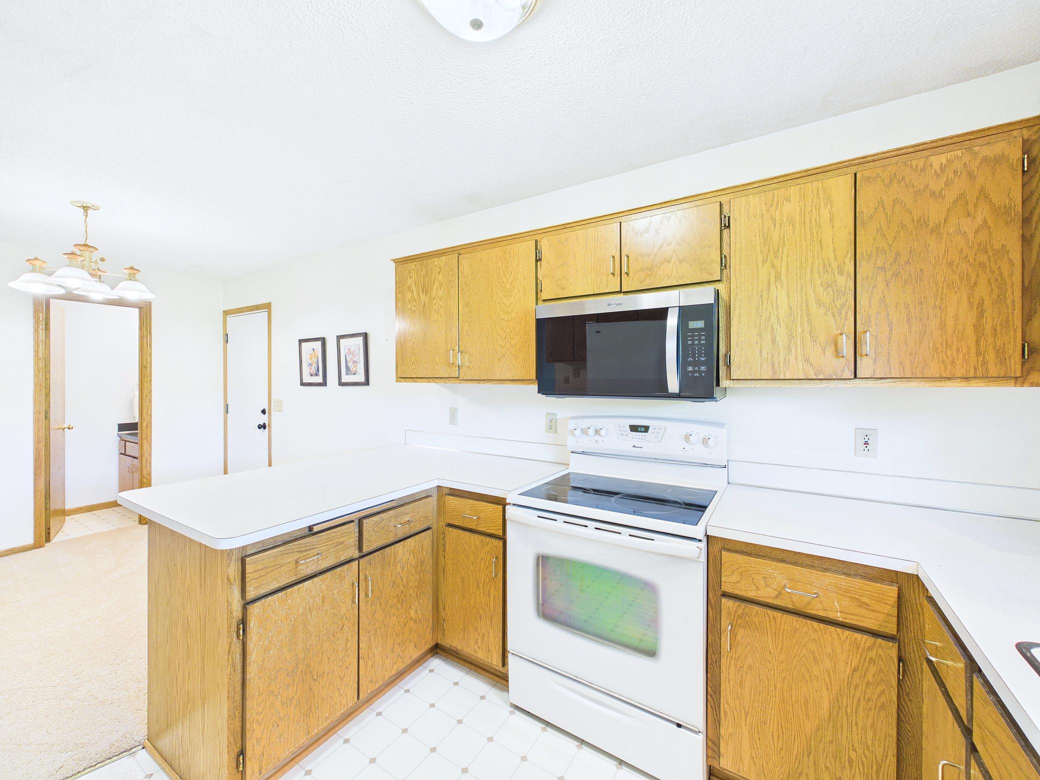 Plenty of cabinets and workspace