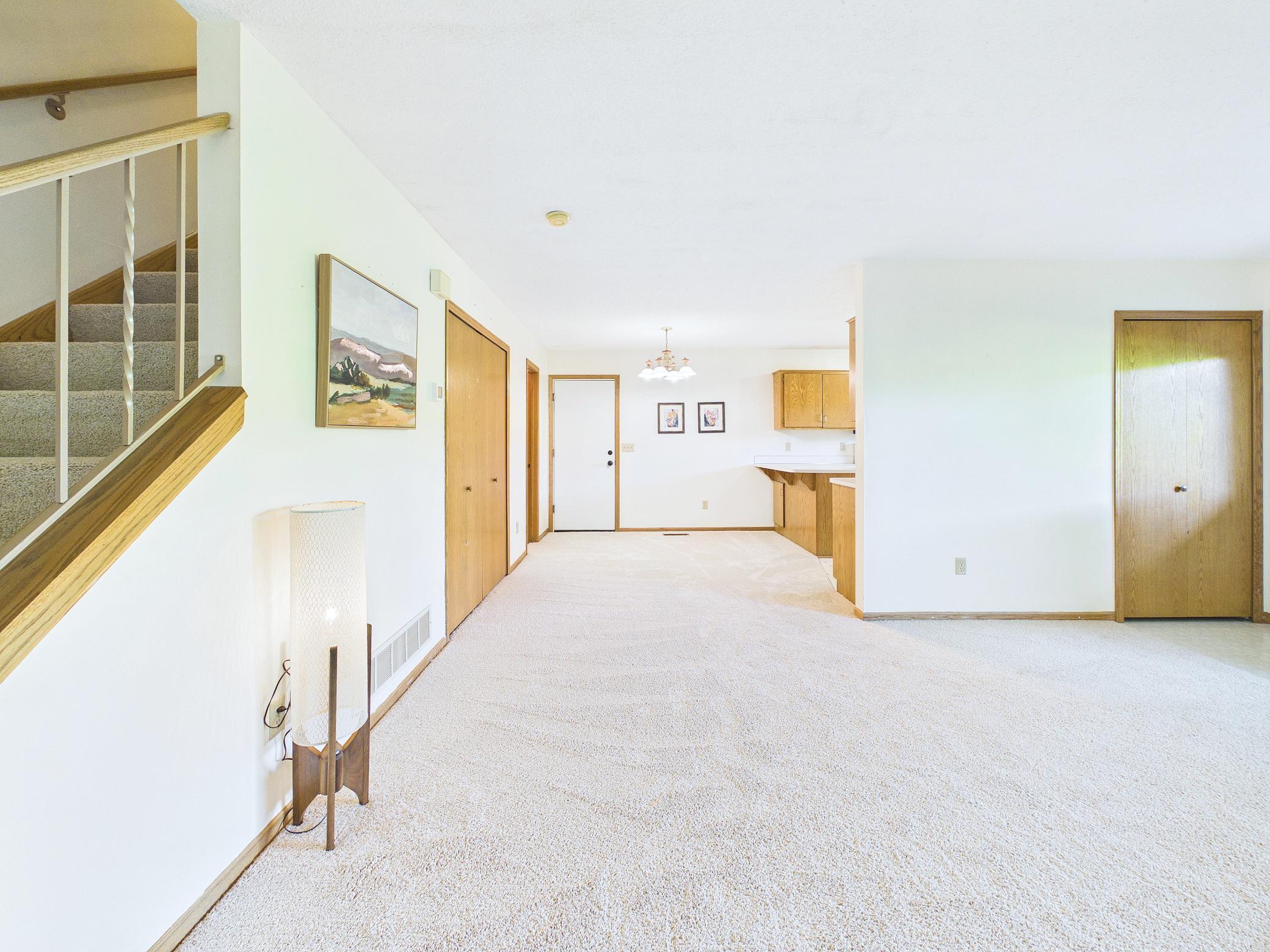 The living room flows into the dining area.
