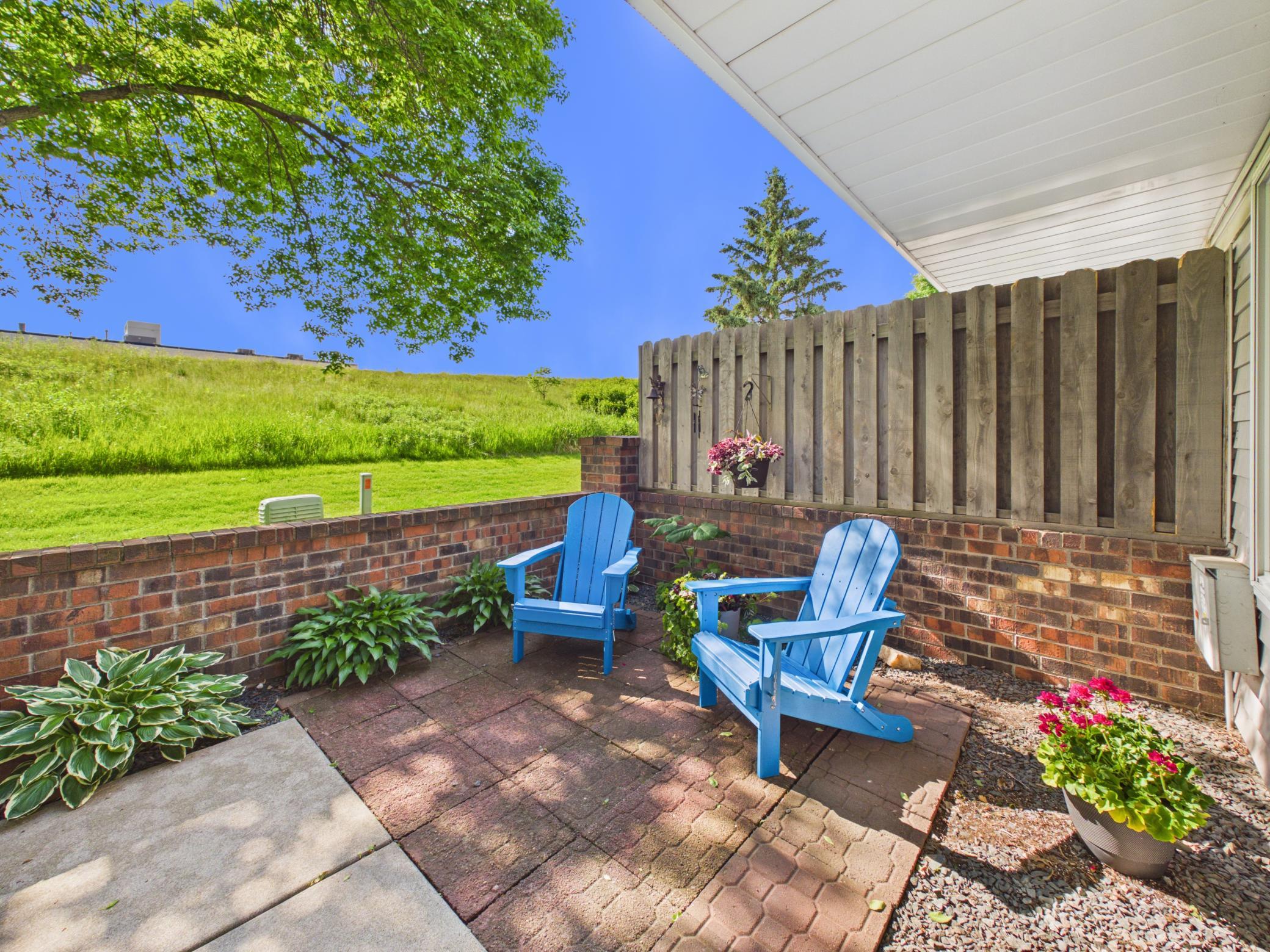 Your private patio is the ideal space for morning coffee!