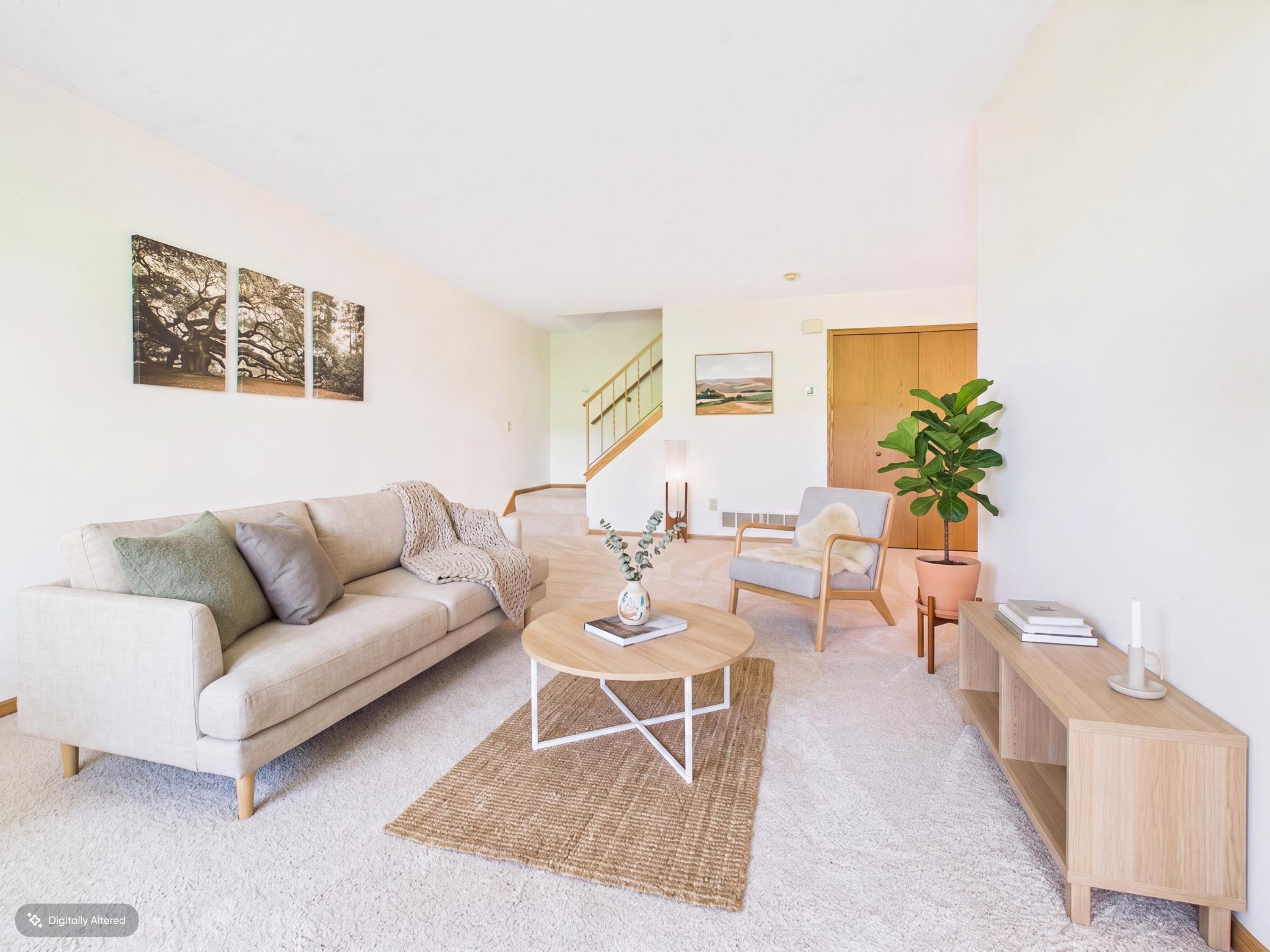 Plenty of room to relax or gather with friends and family in your spacious living room. Virtually staged for inspiration.