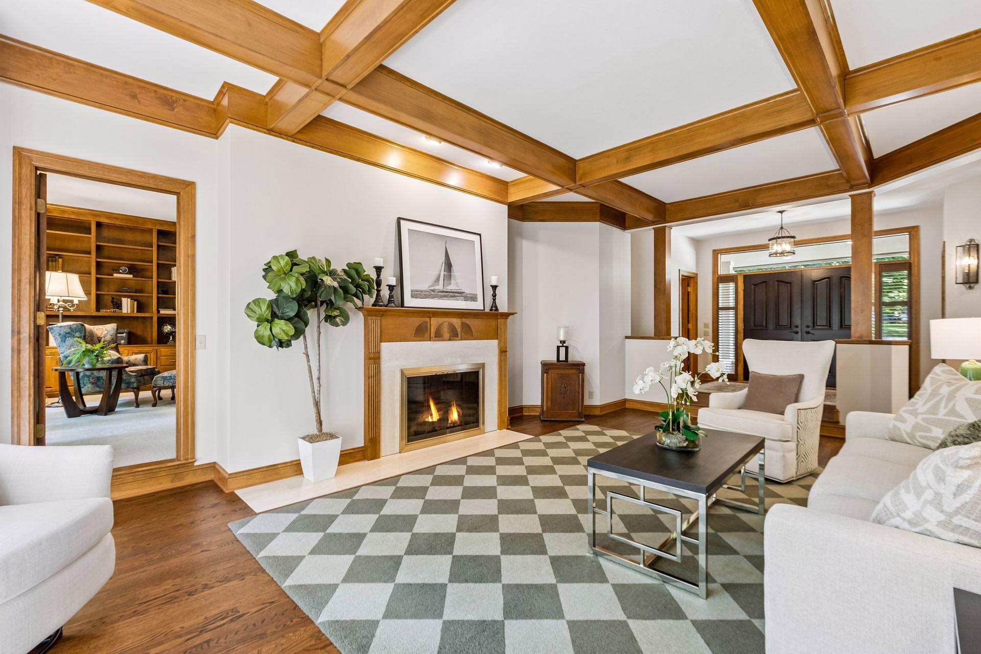 Office is located just off the living room and also connects directly to the primary bedroom.
