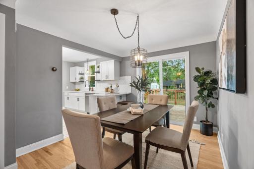 The dining area has space for a table and chairs with room to access the backyard with ease.