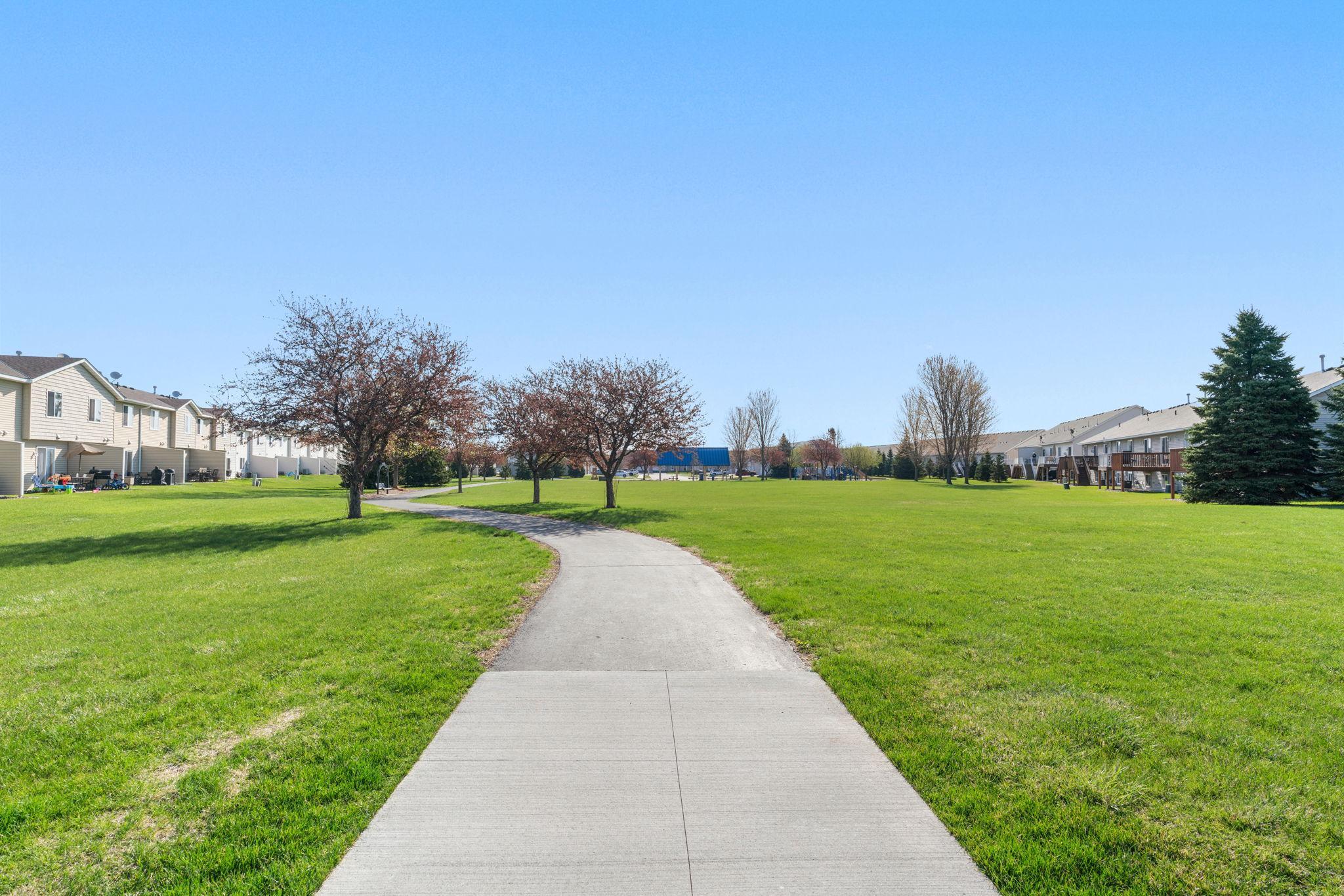 Park and walking path across the street