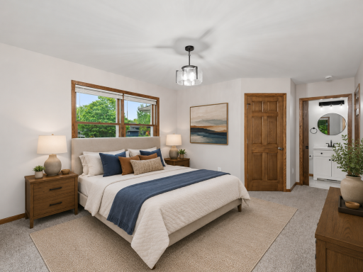 Primary Bedroom - AI virtually staged to help buyers visualize the space.