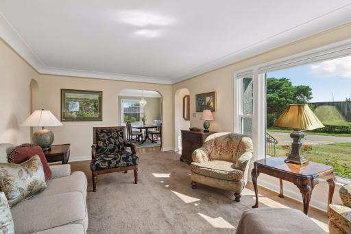 The living room is light and bright!