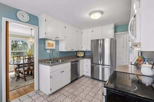 The kitchen is light and bright