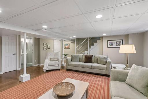 A door could be inserted in the wall to right of the stairs should you choose to add a 3rd bedroom (area behind wall is currently unfinished)