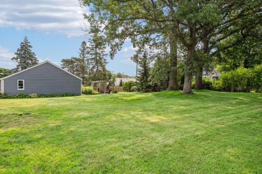 This area of the back yard is flat - perfect for volleyball and other games.