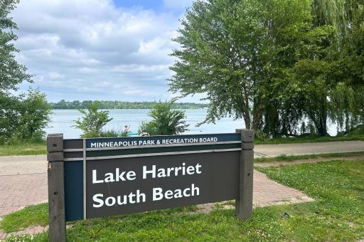Enjoy a stroll around Lake Harriet, just a short bike ride away.