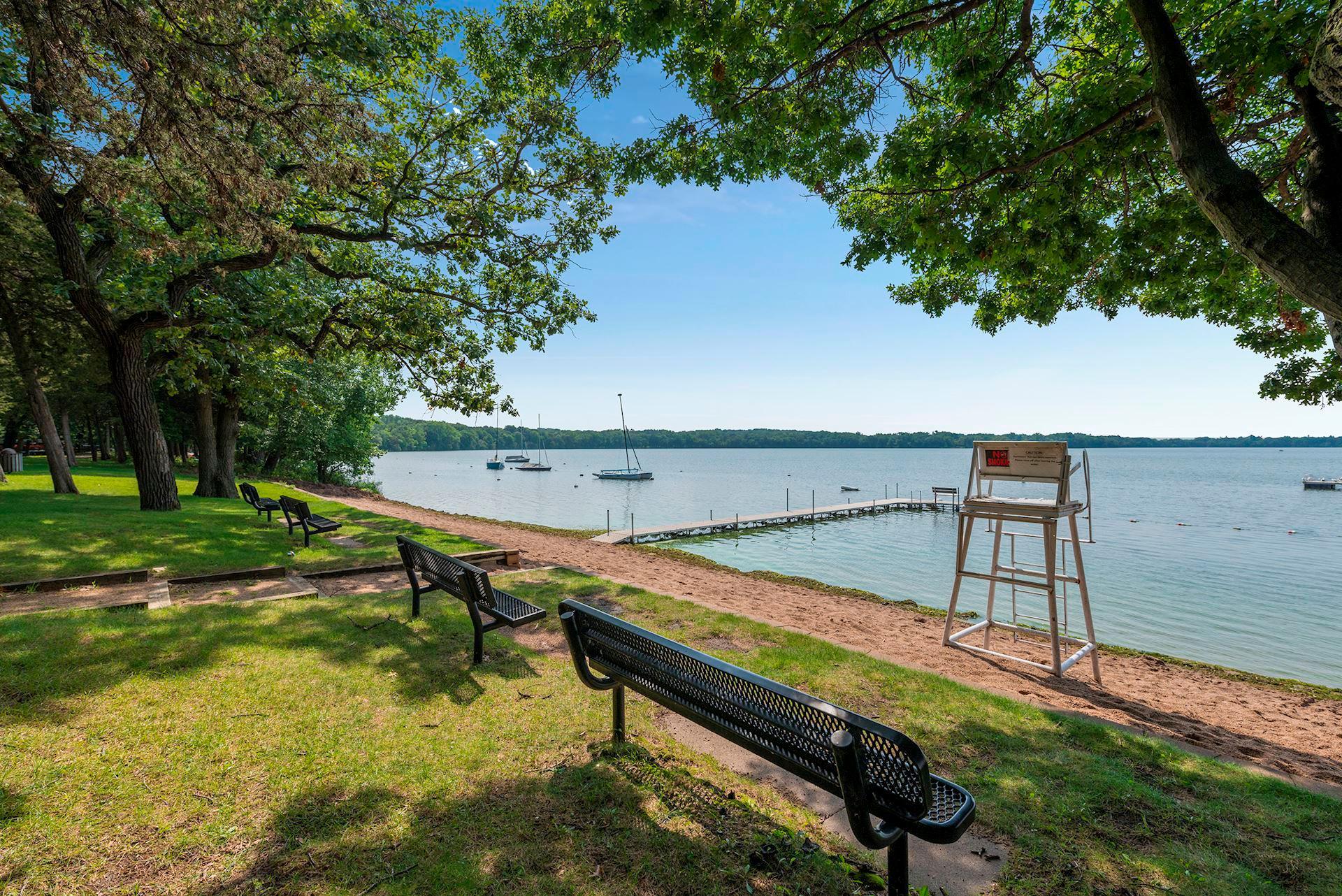 Pleasant Lake Beach is a private beach for North Oaks residents with playground, picnic area & dock.