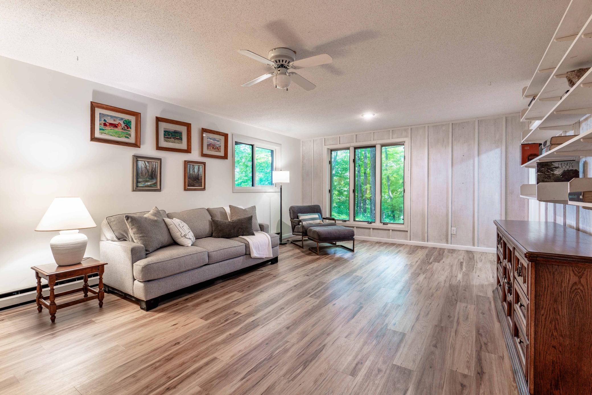 Lower Level family room. Updated LVP flooring