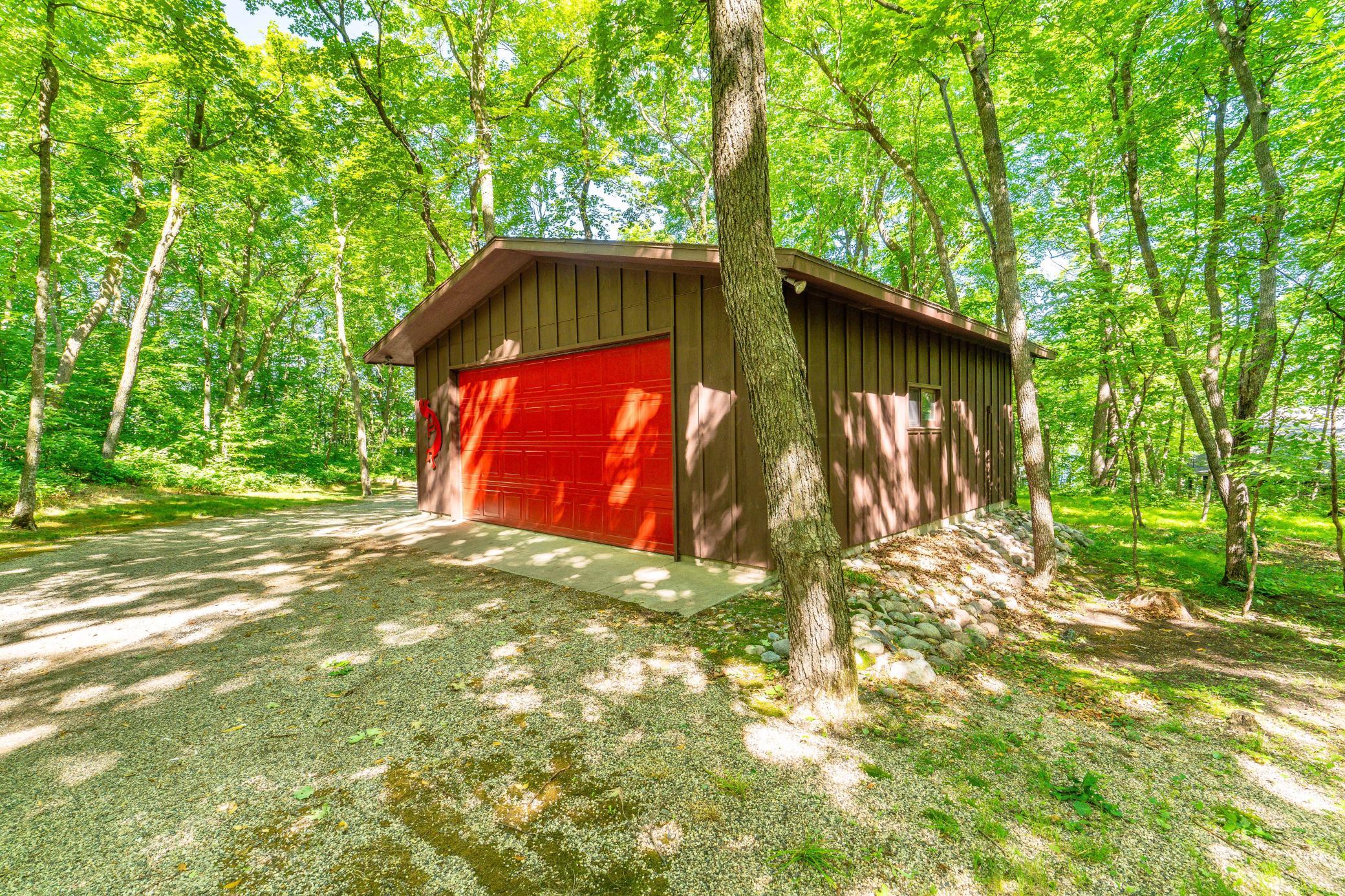 Freshly painted garage and house