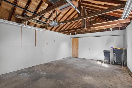 Detached garage interior to over sized garage