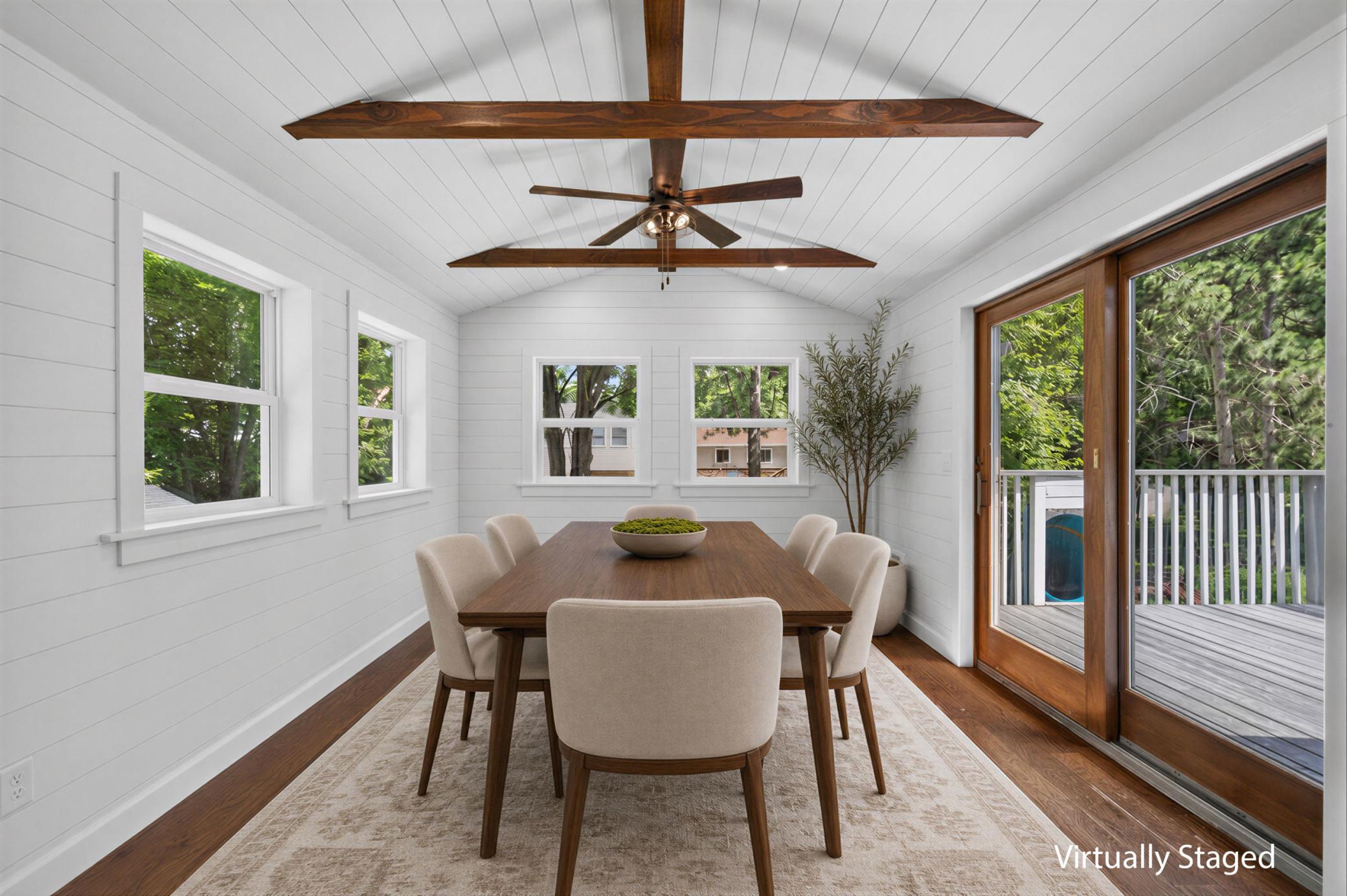 4 season porch perfect for an extended dining room