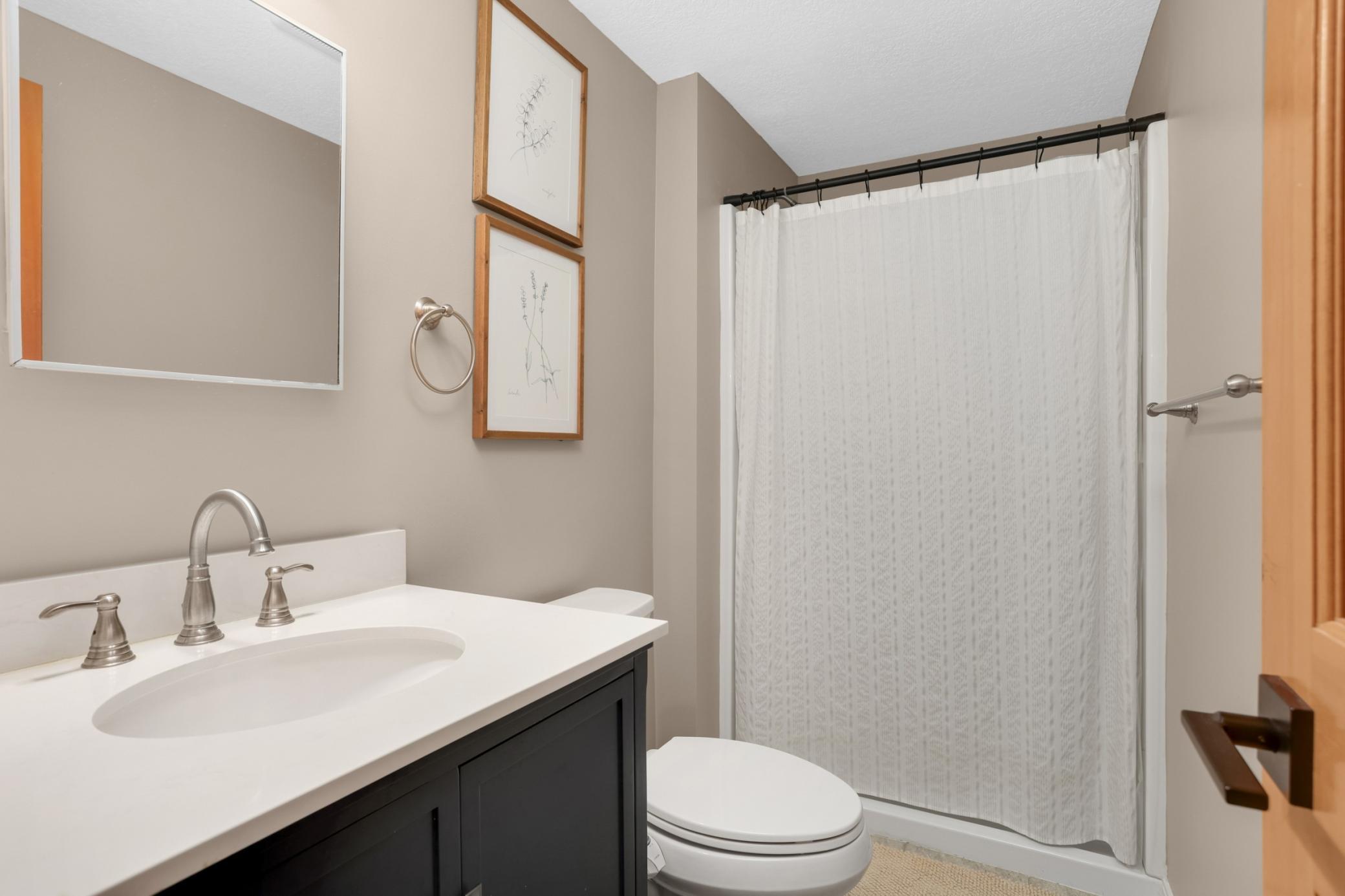 3/4 bath in the lower level.