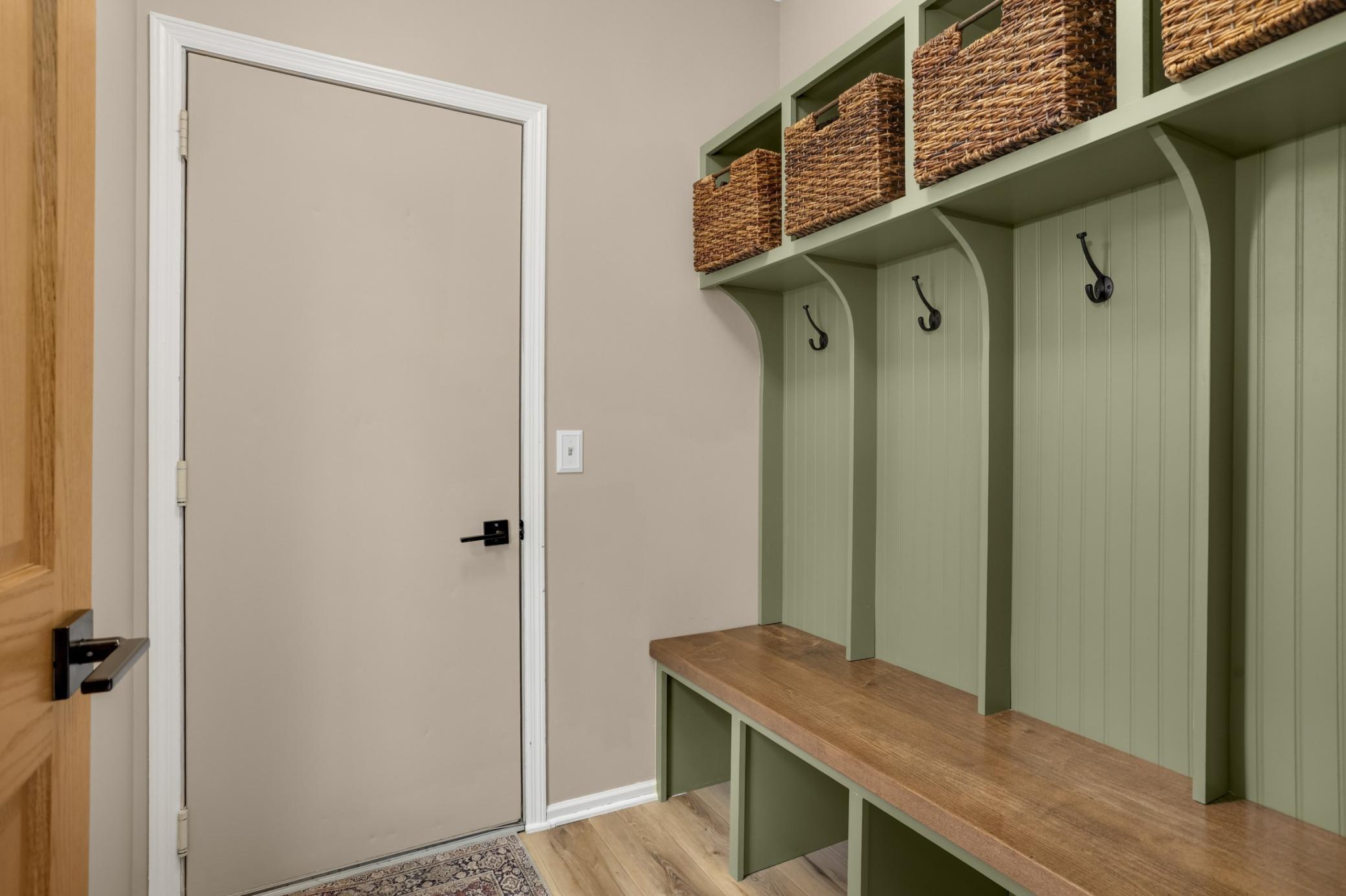 Super organized mudroom just off the garage entry.