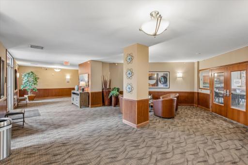 A gracious, welcoming lobby sets the tone for a community designed with comfort and connection in mind