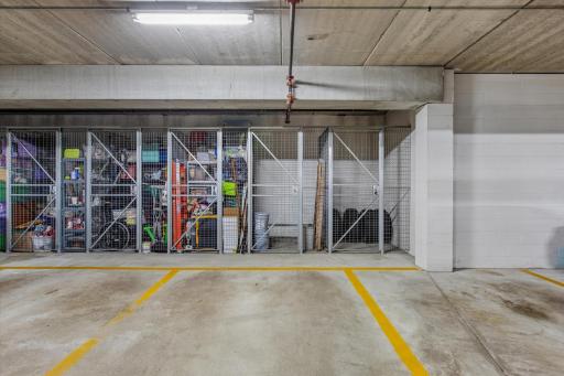 2 Heated/secure underground assigned parking spots with private storage cage provides convenient year-round parking and additional storage.