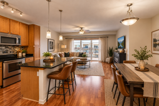 ENHANCED PHOTO: showing a suggested furniture placement
