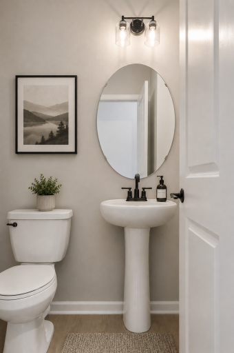 Powder Room. AI Staged